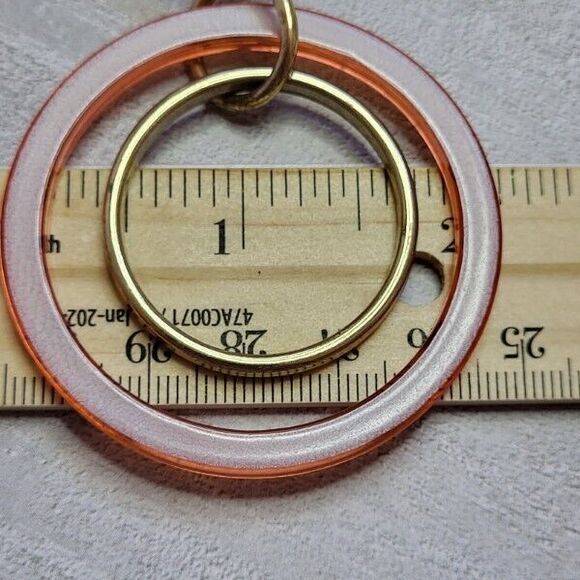 Vintage Art Deco Style Circles Lucite and Glass 30" Goldtone Necklace - Picture 3 of 3